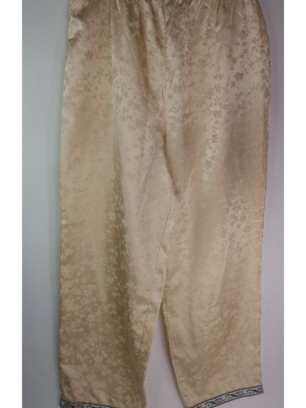 Beautiful M Floral Etched Satin Gold Lounge Pajama Pants